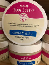 Load image into Gallery viewer, NOM - COCONUT &amp; VANILLA HANDMADE BODY BUTTER - 220gm